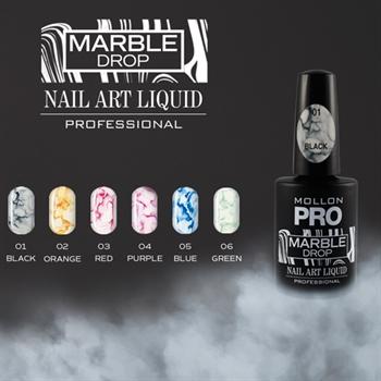 Marble Drop 03 Red - Marmor nail art